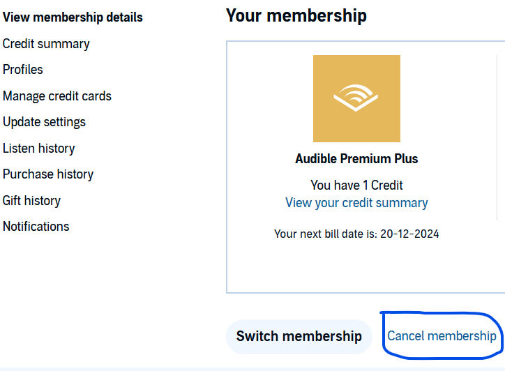Why i can't cancel audible