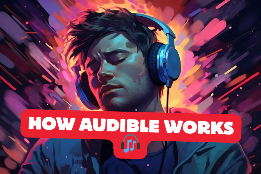 Immersive audio experience with headphones, representing how Audible works for audiobook lovers.